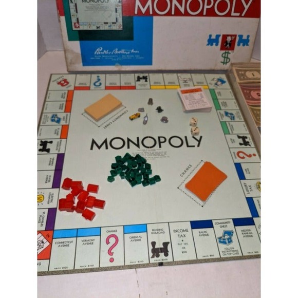 Vintage 1961 Monopoly Board Game Parker Brothers Complete Old School Cannon - Picture 2 of 11